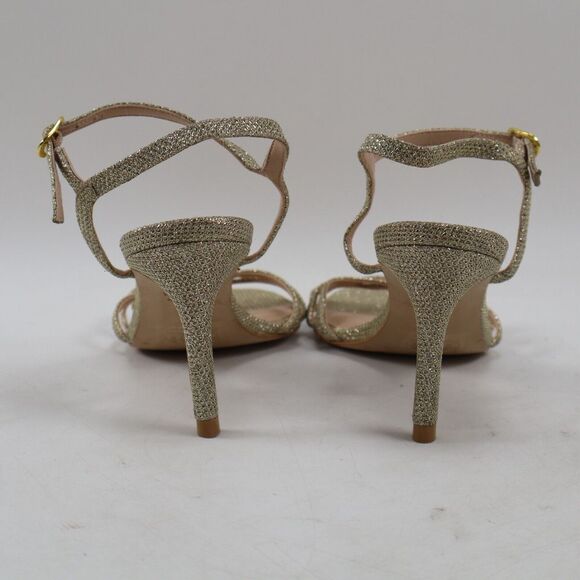 🔥Stuart Weitzman Starla 80 Strappy Stiletto Pumps, Gold Glitter 6US MSRP$425🔥 - Picture 5 of 9